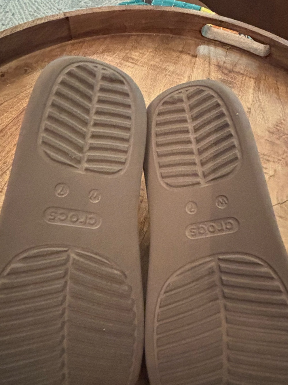 CROCS Truffle Brown Slide Sandals - Picture 4 of 5